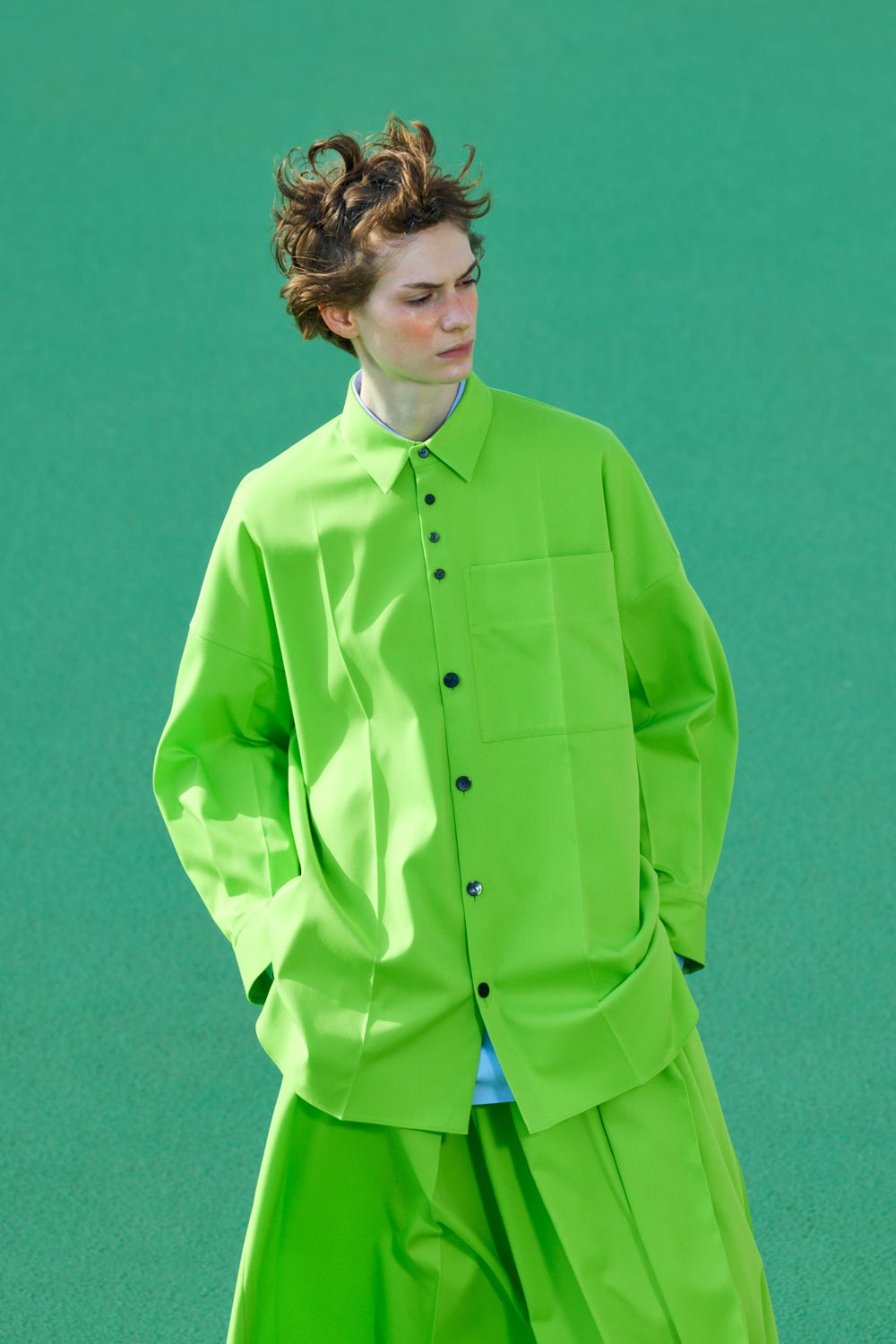 loose center crease shirt Avocado M