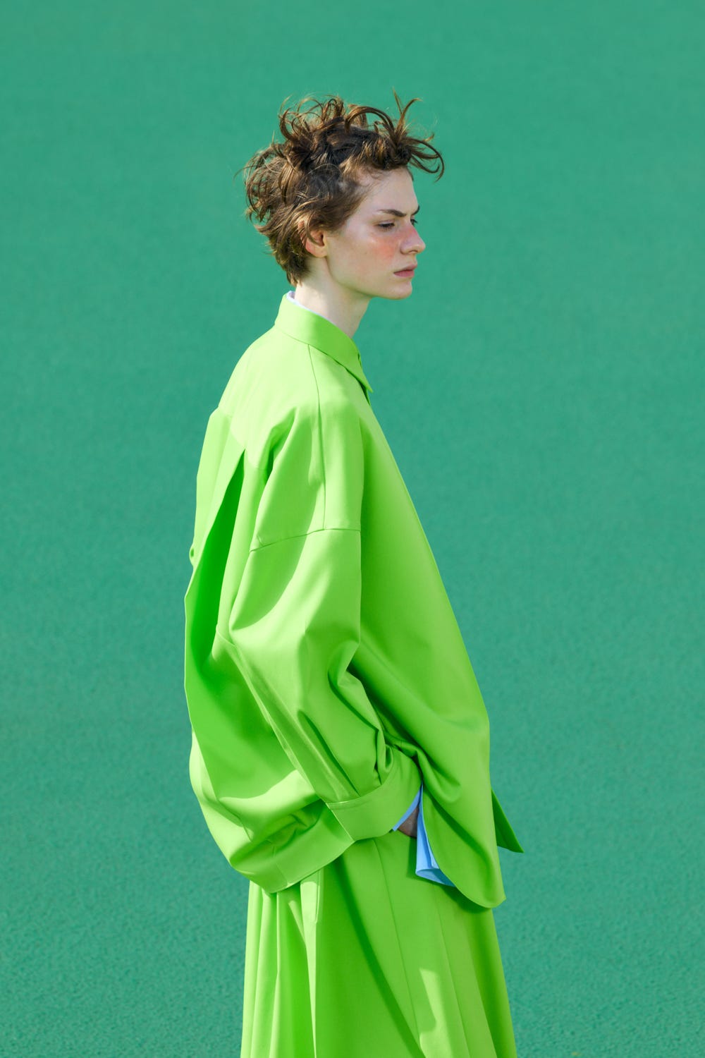 loose center crease shirt Avocado M