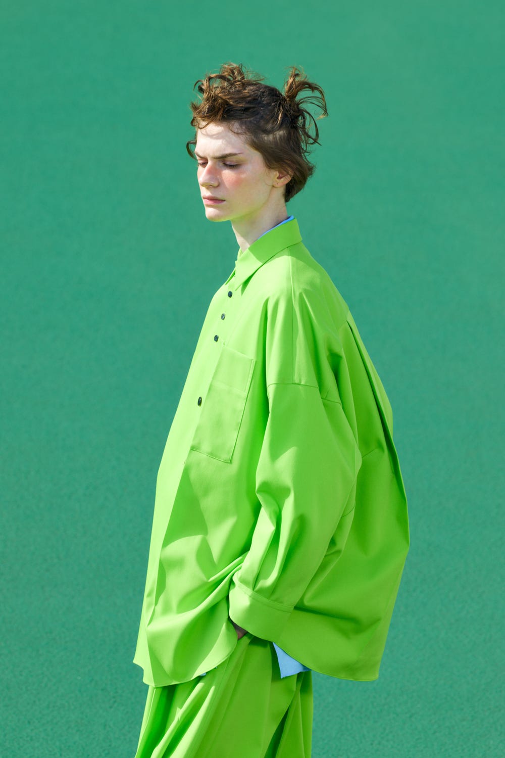 loose center crease shirt Avocado M