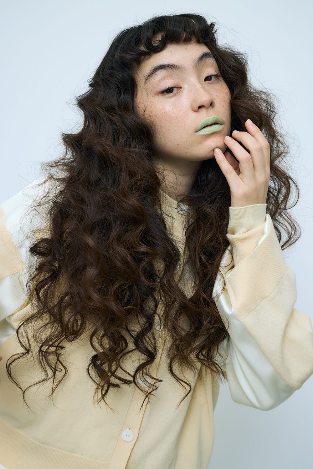 two-tone cardigan Nude M