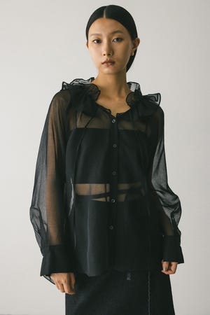 フリルカラーシアーシャツ