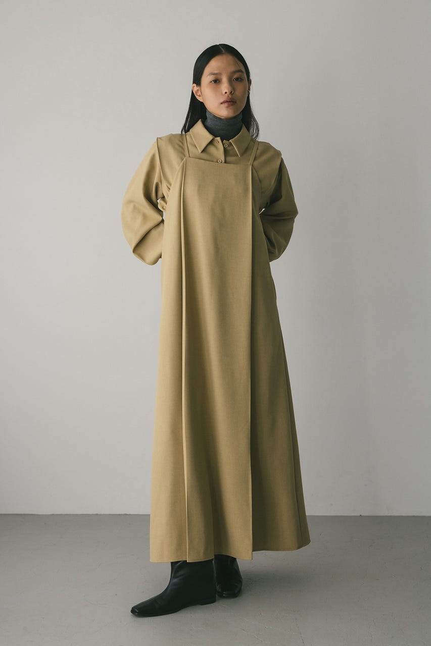 2ピースシャツレイヤードワンピース BEG M