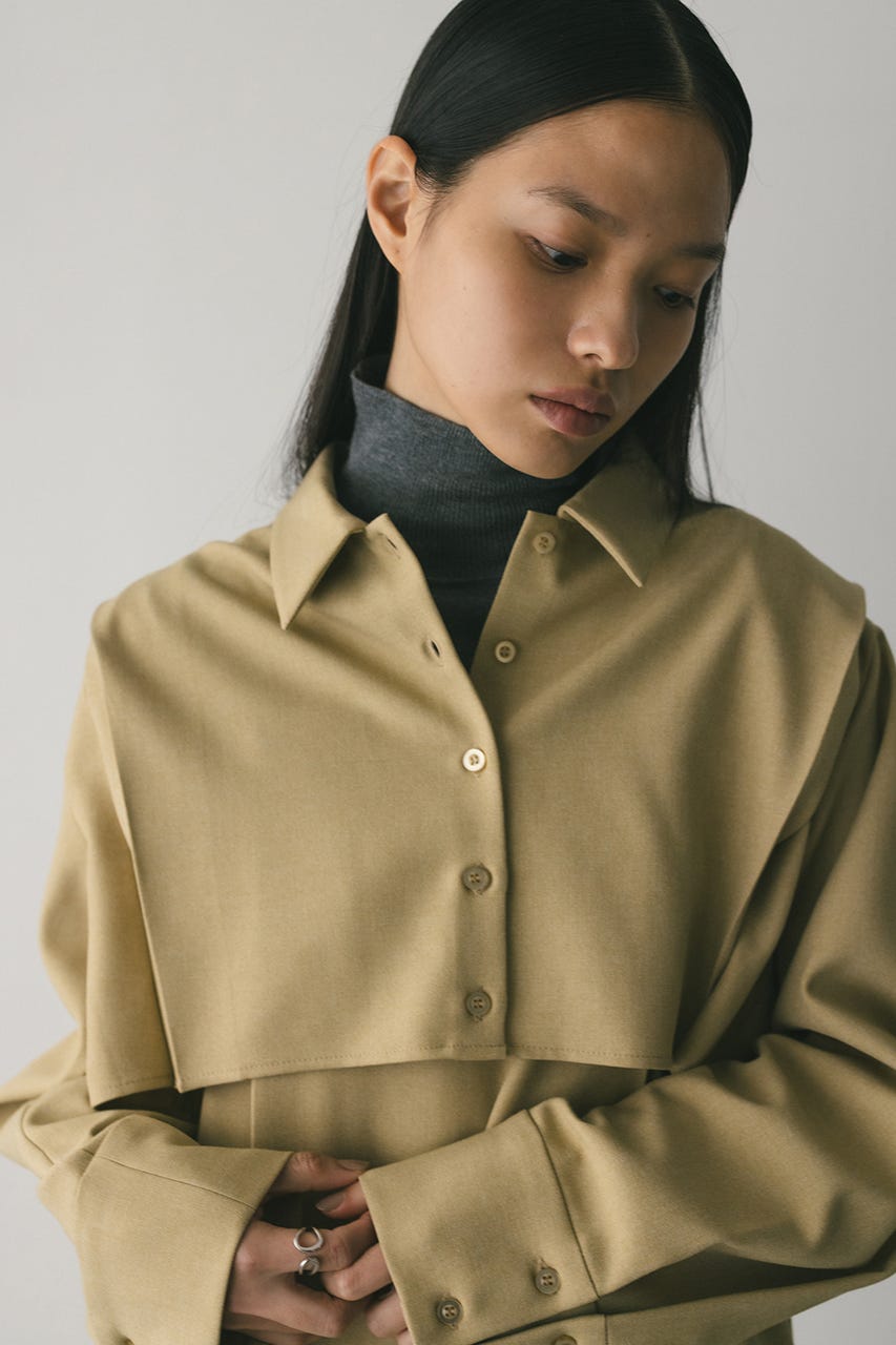 2ピースシャツレイヤードワンピース BEG M