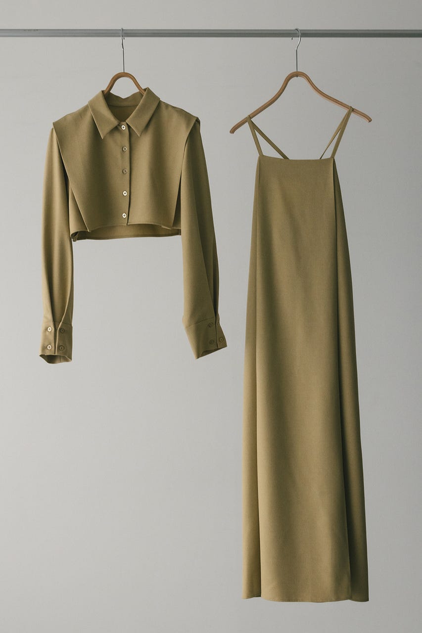 2ピースシャツレイヤードワンピース BEG M