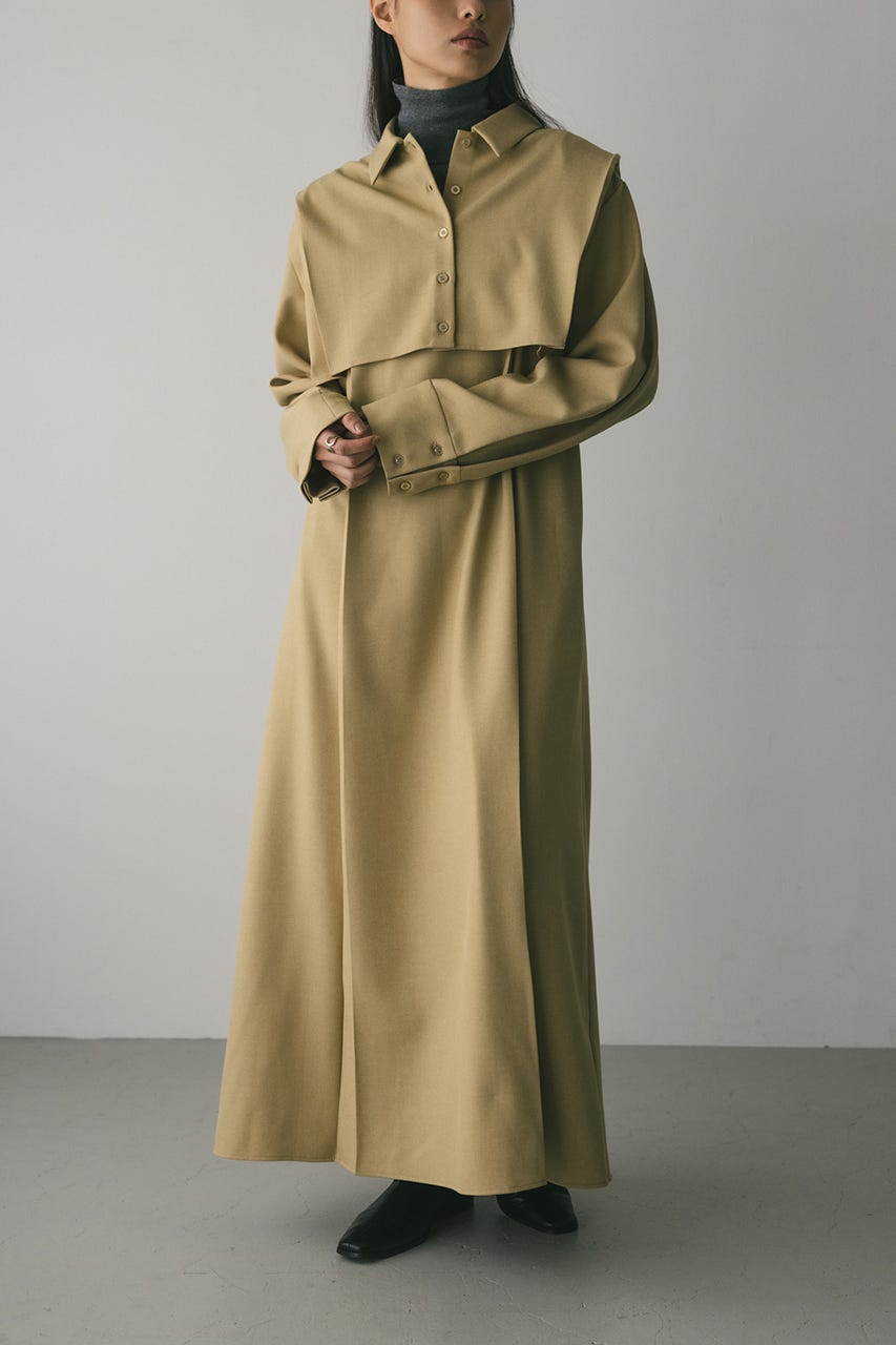 2ピースシャツレイヤードワンピース BEG M