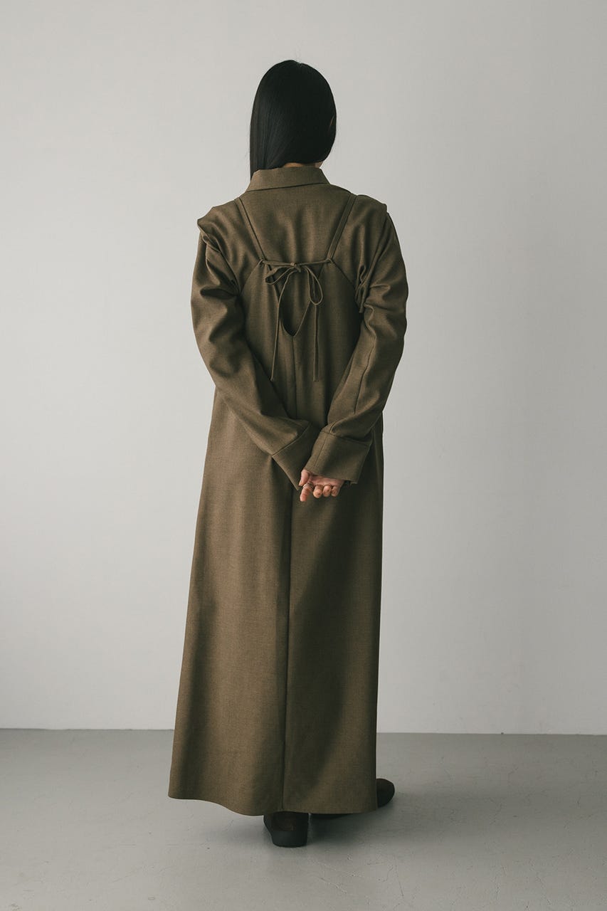 2ピースシャツレイヤードワンピース BRN S