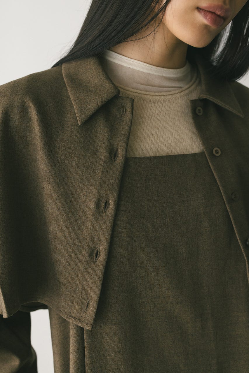 2ピースシャツレイヤードワンピース BRN S