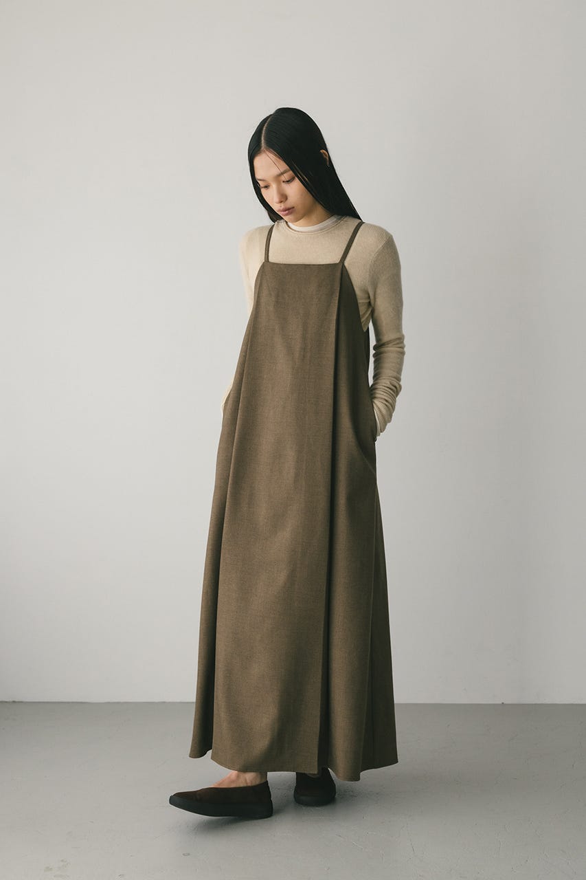 2ピースシャツレイヤードワンピース BRN S