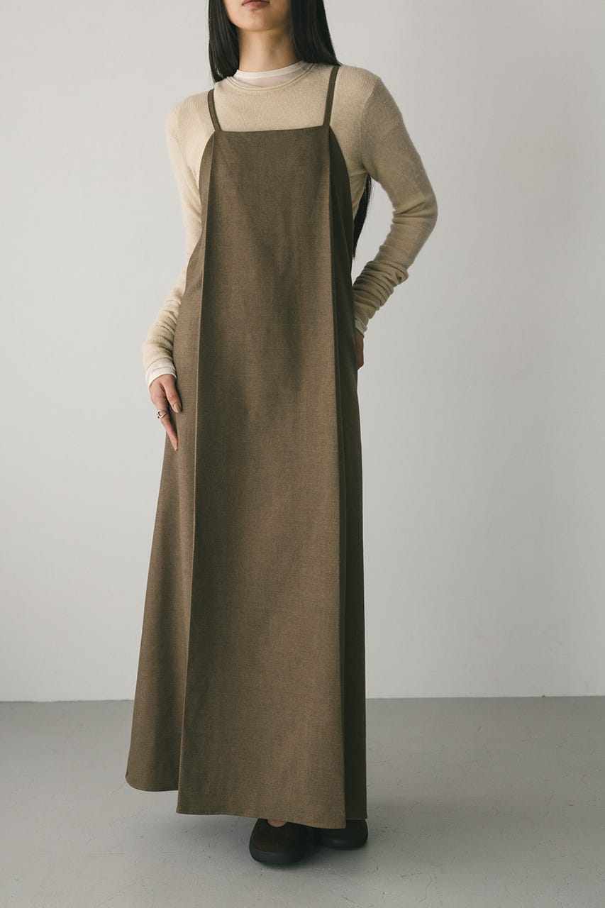 2ピースシャツレイヤードワンピース BRN S