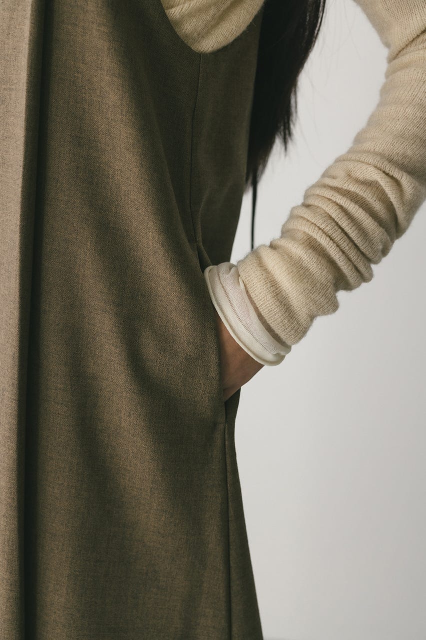 2ピースシャツレイヤードワンピース BRN S