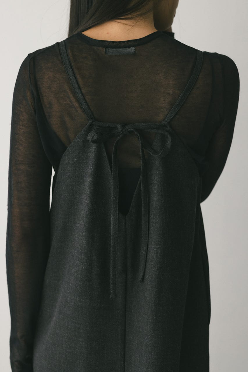 2ピースシャツレイヤードワンピース GRY S