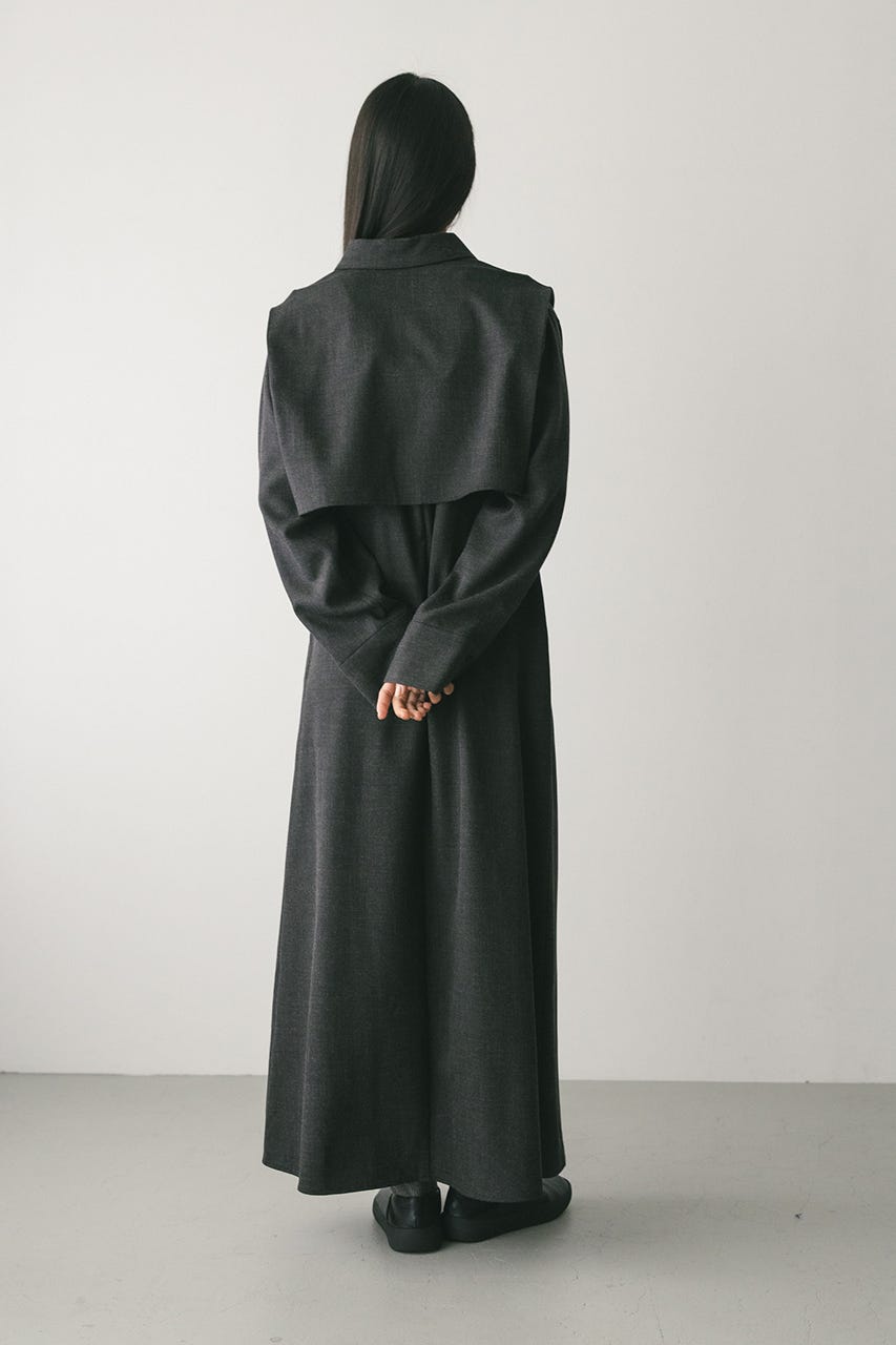 2ピースシャツレイヤードワンピース GRY S