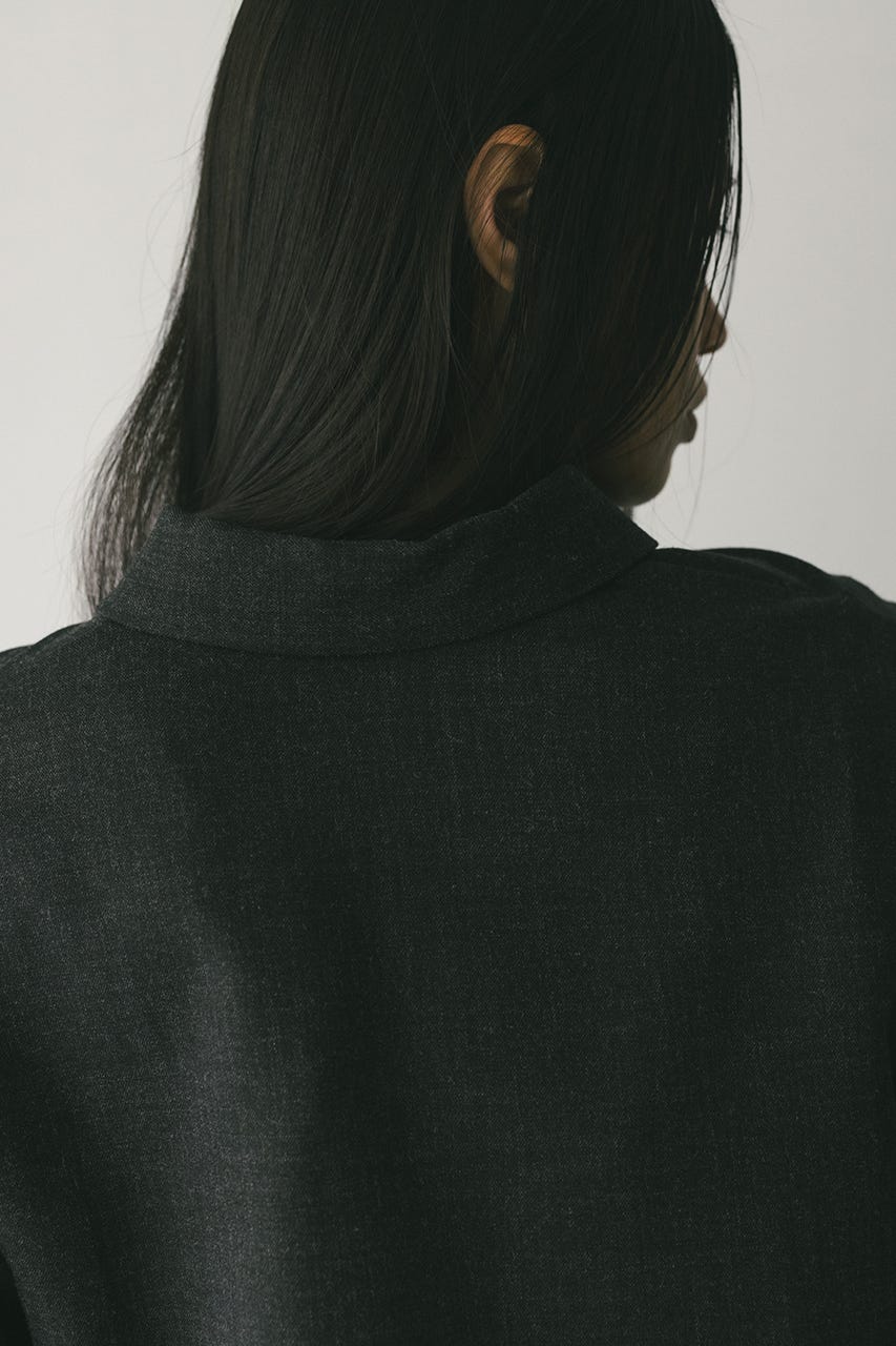 2ピースシャツレイヤードワンピース GRY S