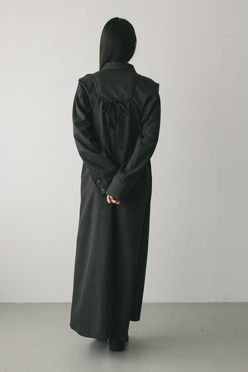 2ピースシャツレイヤードワンピース GRY S