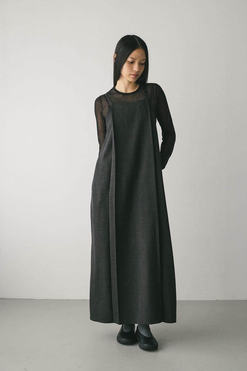 2ピースシャツレイヤードワンピース GRY S