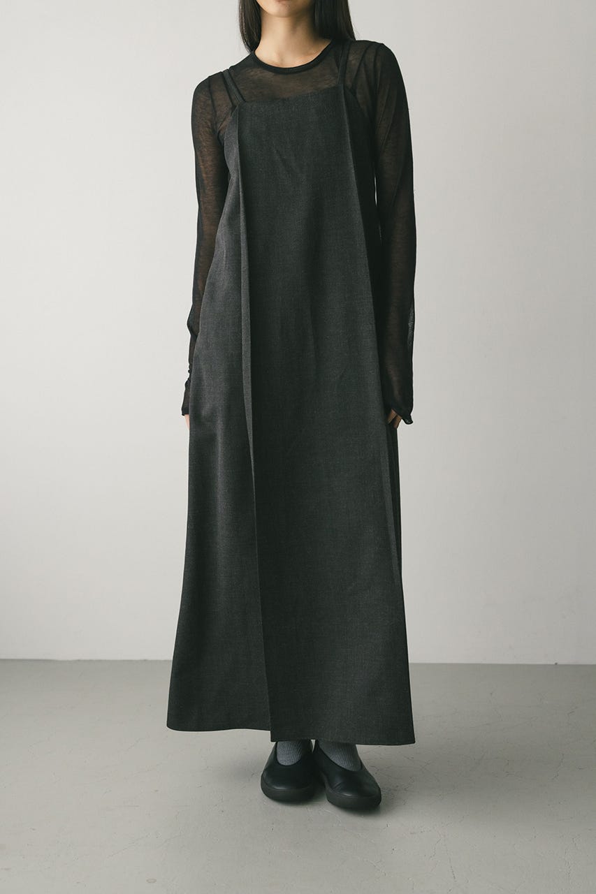 2ピースシャツレイヤードワンピース GRY S