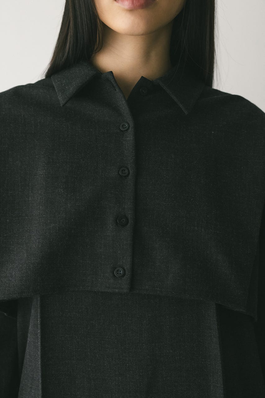 2ピースシャツレイヤードワンピース GRY S