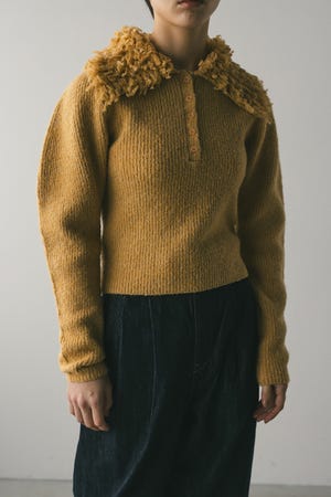 ループカラーニットトップ