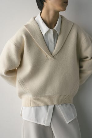 テーラーカラーニットトップ