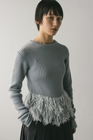 チュールフリンジペプラムニット