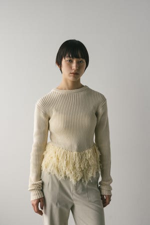 チュールフリンジペプラムニット