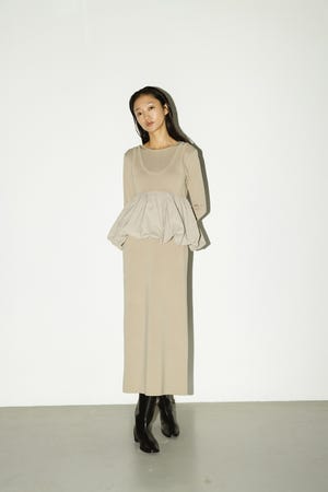 2ピースバルーンペプラムニットワンピース