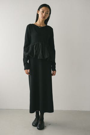 2ピースバルーンペプラムニットワンピース