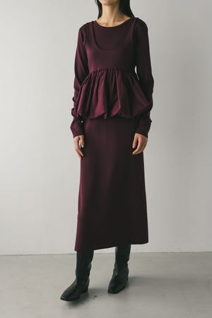 2ピースバルーンペプラムニットワンピース