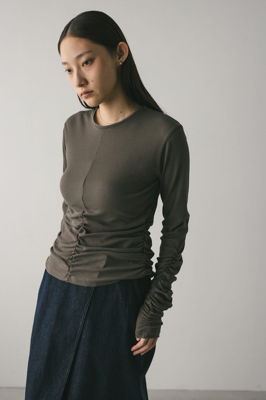 ギャザーソフトリブカットトップ GRY FREE