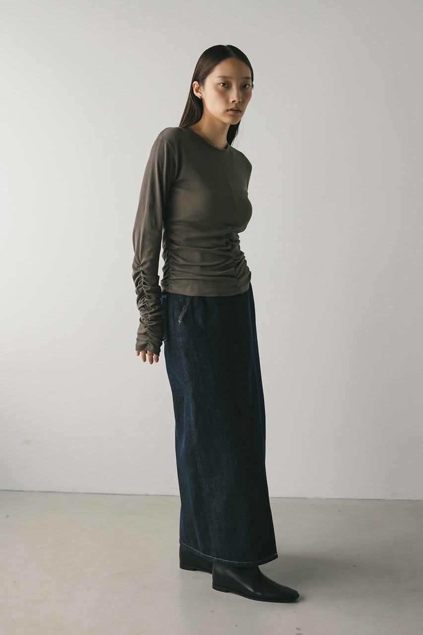 ギャザーソフトリブカットトップ GRY FREE