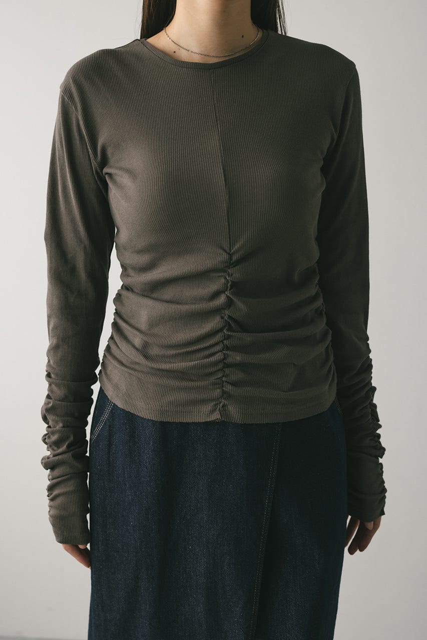 ギャザーソフトリブカットトップ GRY FREE