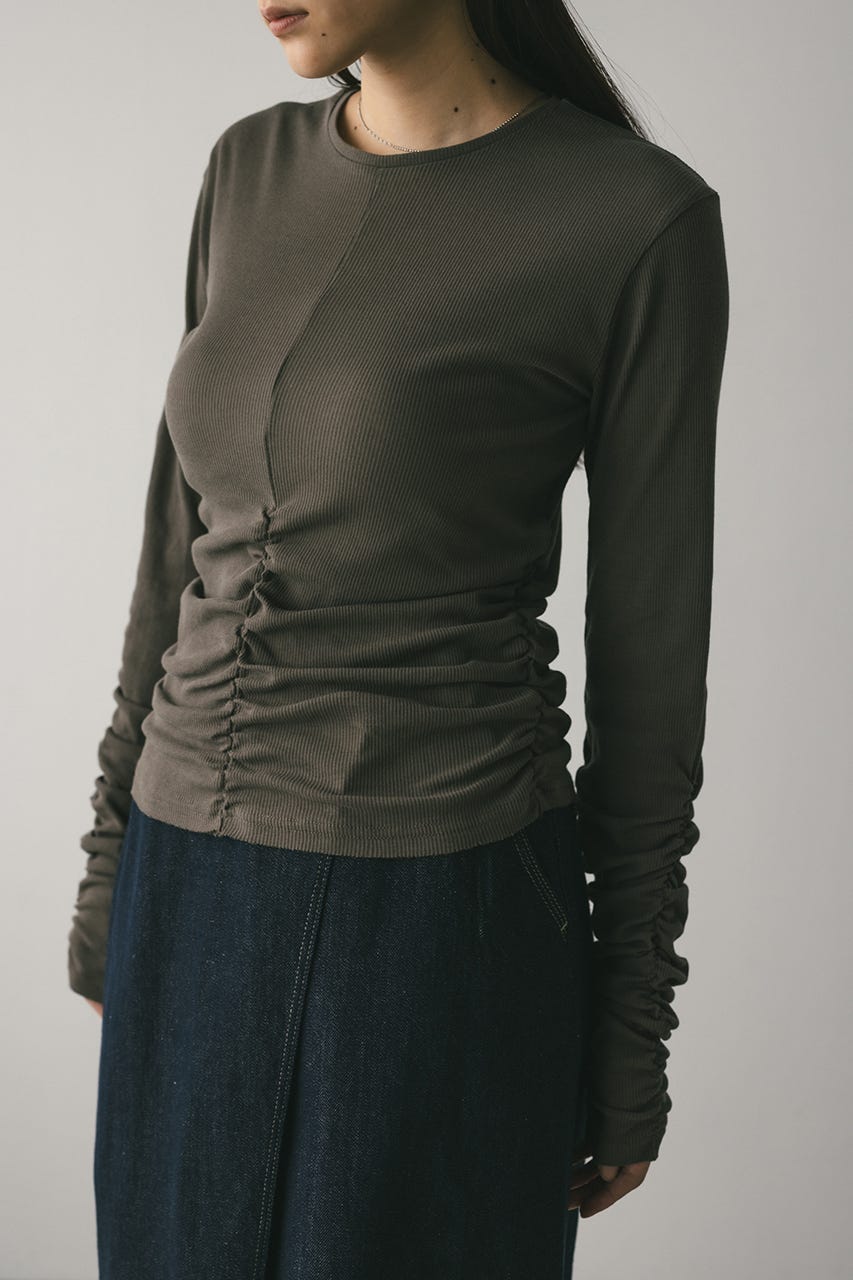 ギャザーソフトリブカットトップ GRY FREE