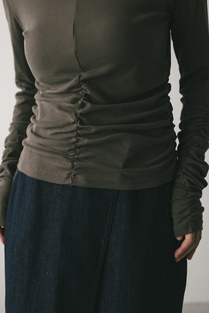 ギャザーソフトリブカットトップ GRY FREE