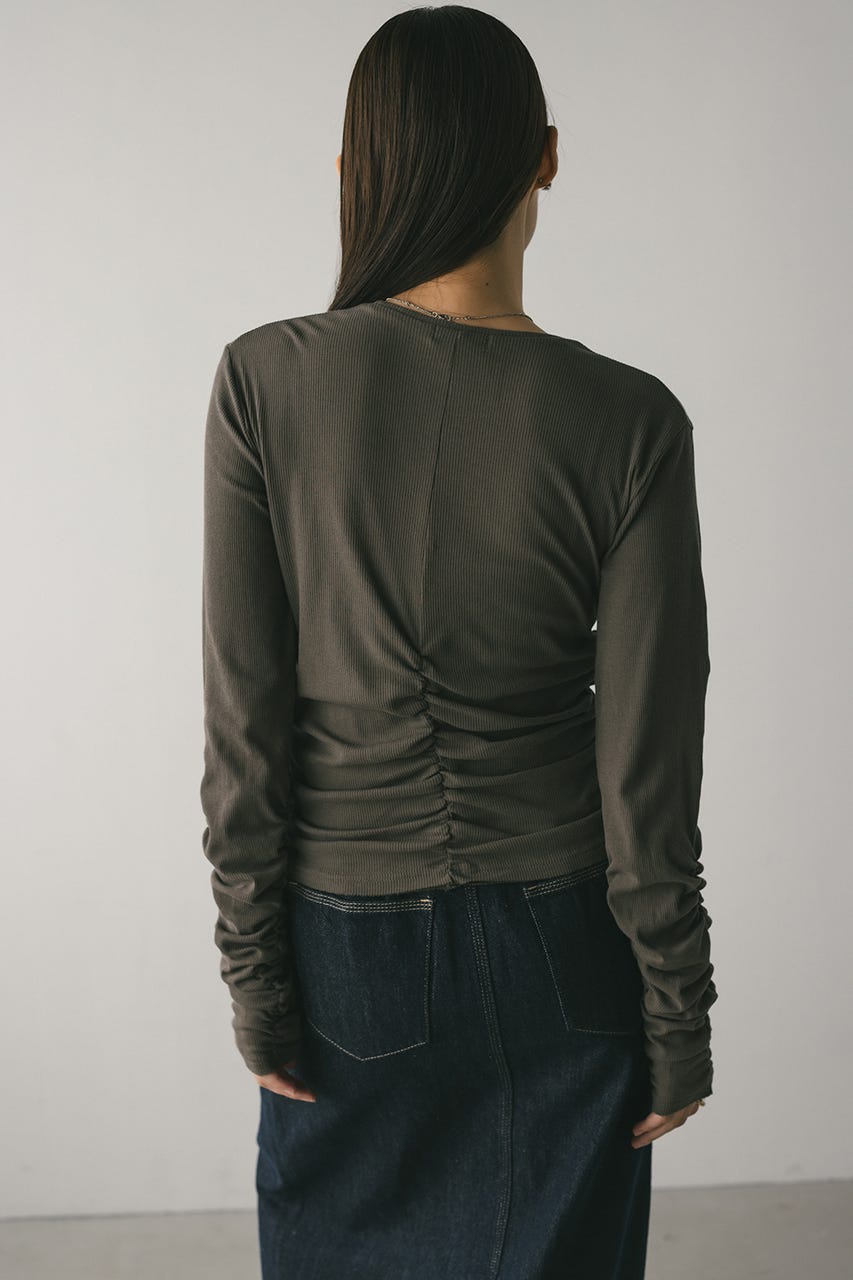 ギャザーソフトリブカットトップ GRY FREE