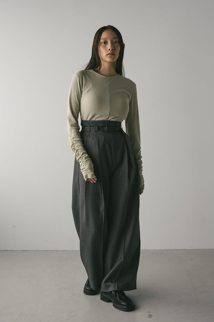 STYLEMIXER | ギャザーソフトリブカットトップ (Tシャツ