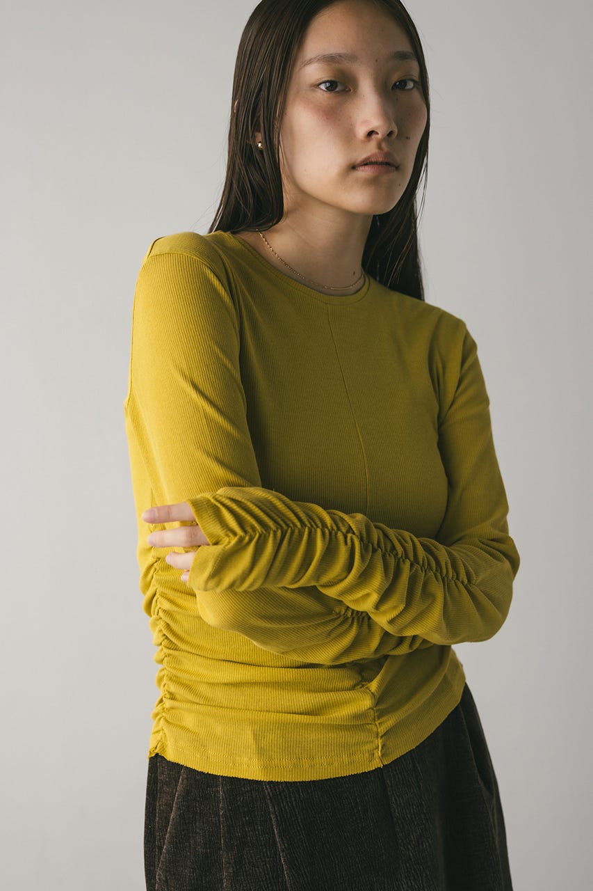 ギャザーソフトリブカットトップ YEL FREE