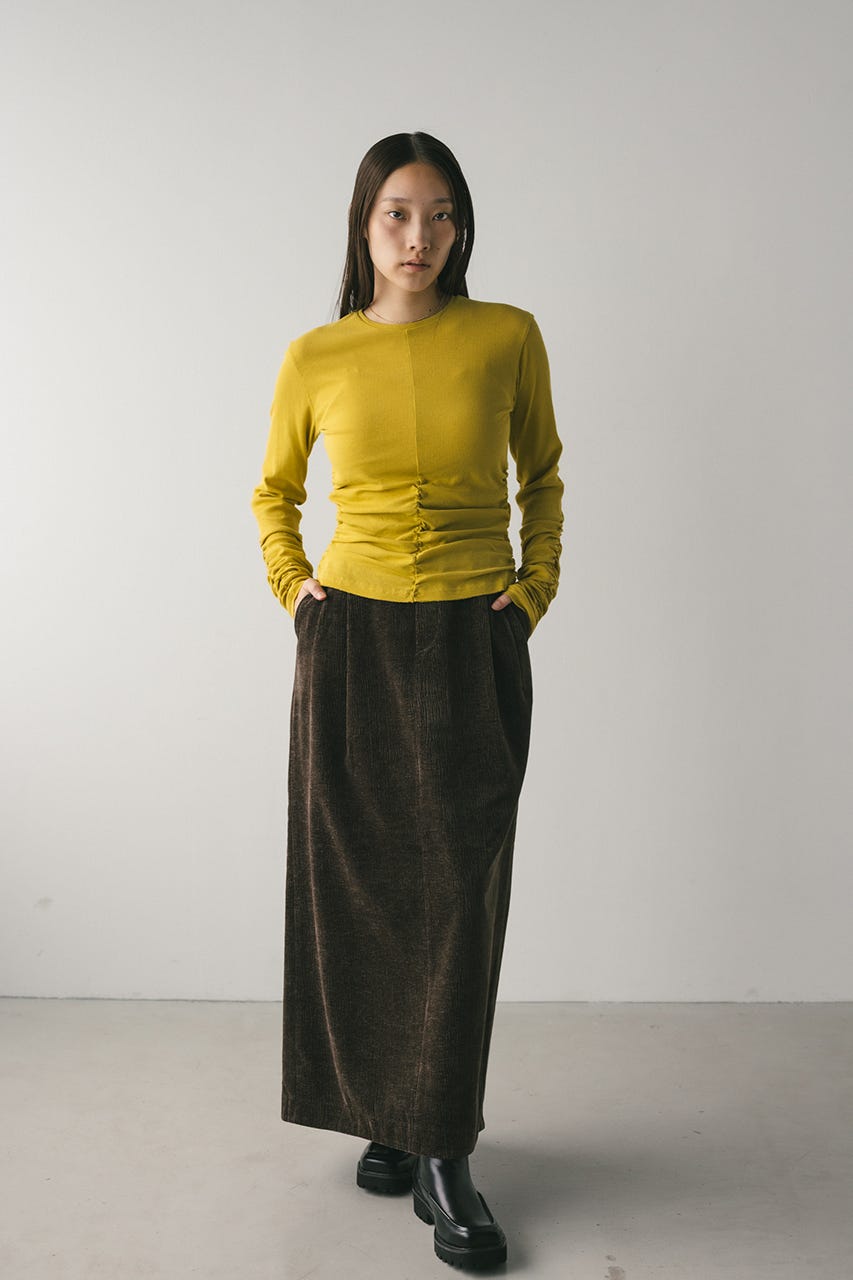 ギャザーソフトリブカットトップ YEL FREE