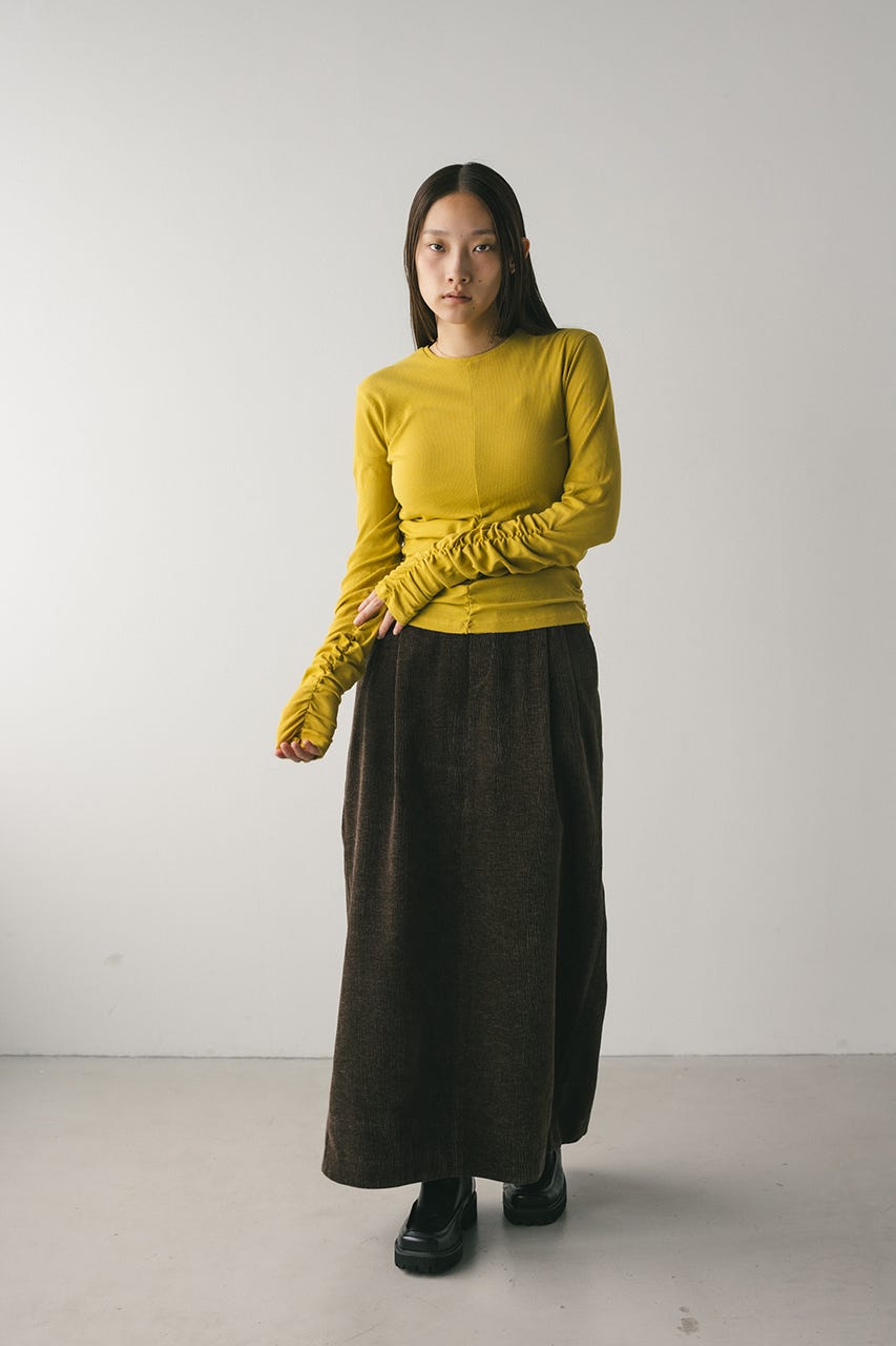 ギャザーソフトリブカットトップ YEL FREE