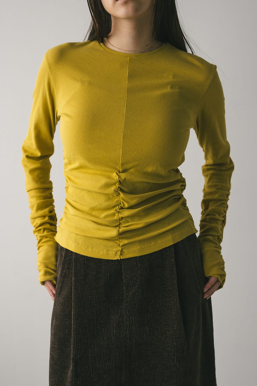 ギャザーソフトリブカットトップ YEL FREE