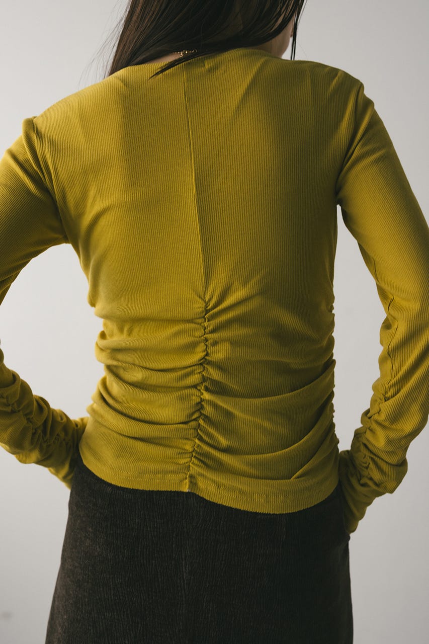 ギャザーソフトリブカットトップ YEL FREE