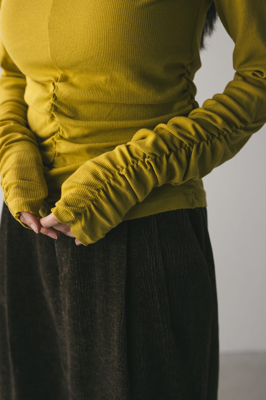 ギャザーソフトリブカットトップ YEL FREE