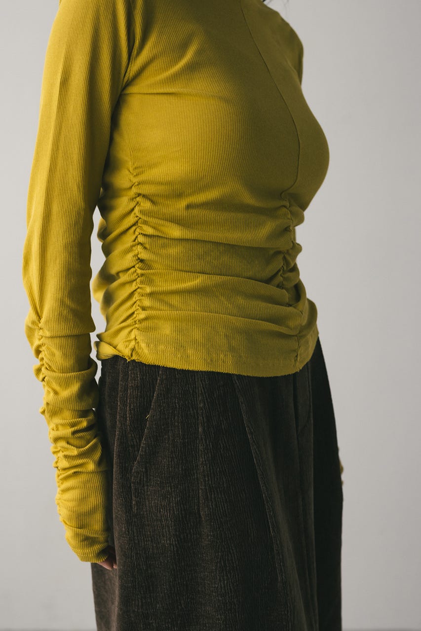 ギャザーソフトリブカットトップ YEL FREE