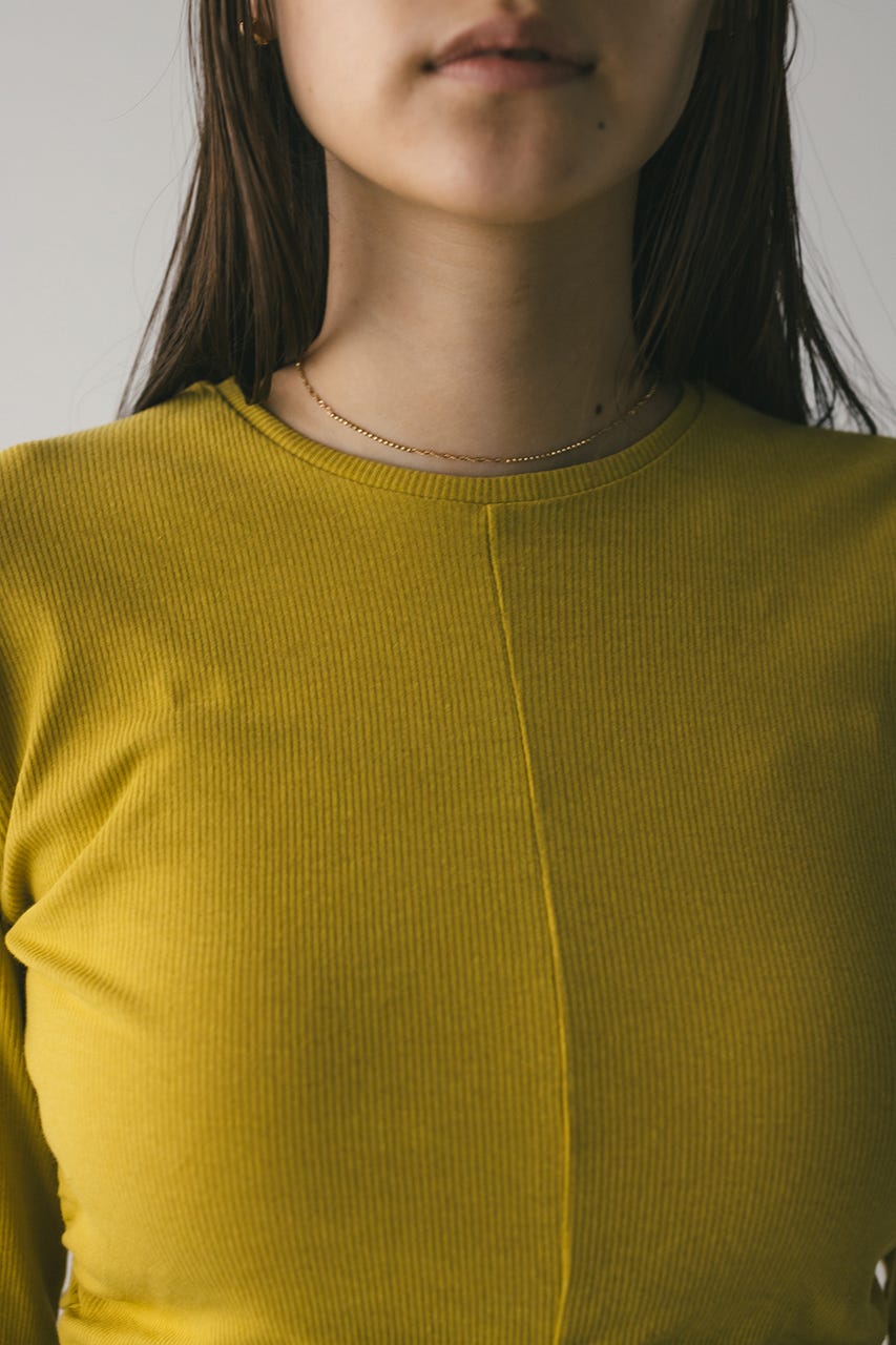 ギャザーソフトリブカットトップ YEL FREE