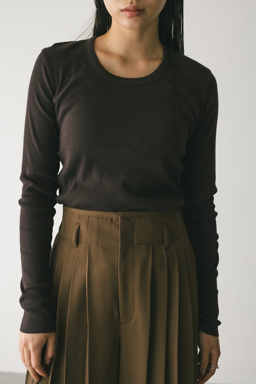 ラウンドネックロンT BRN FREE