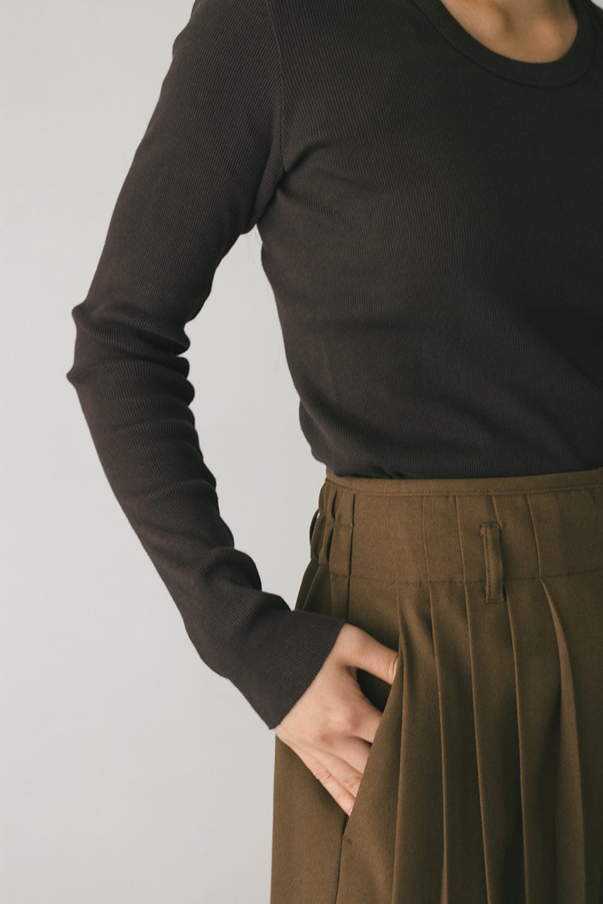 ラウンドネックロンT BRN FREE