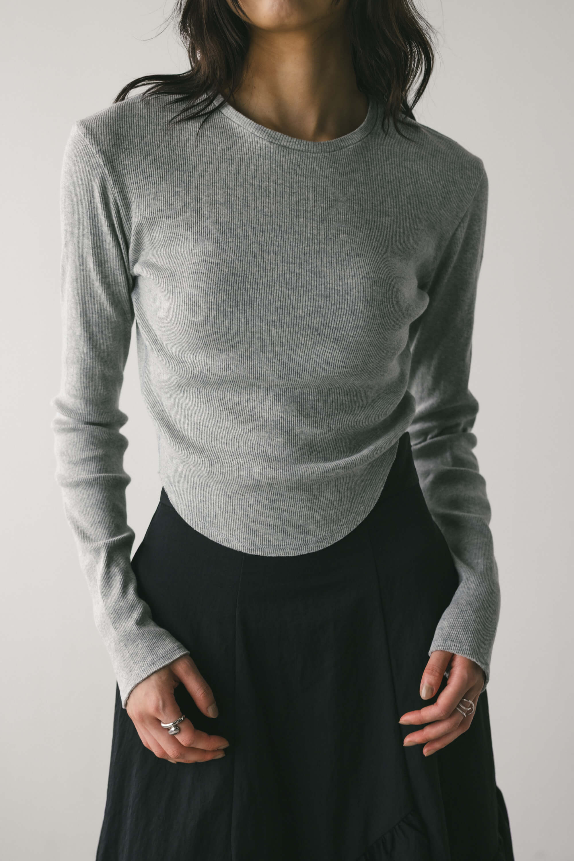 ヘムラウンドリブトップ T.GRY FREE