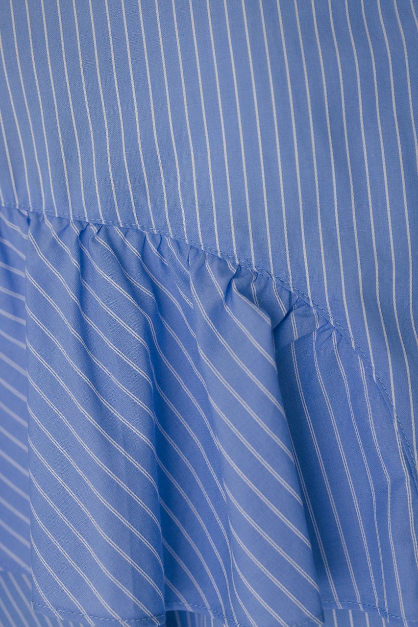 ティアードフリルシャツ 柄BLU FREE