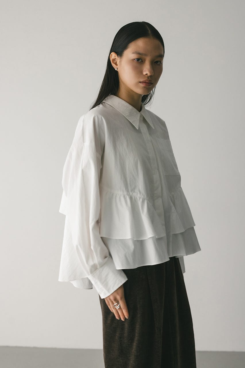 ティアードフリルシャツ WHT FREE