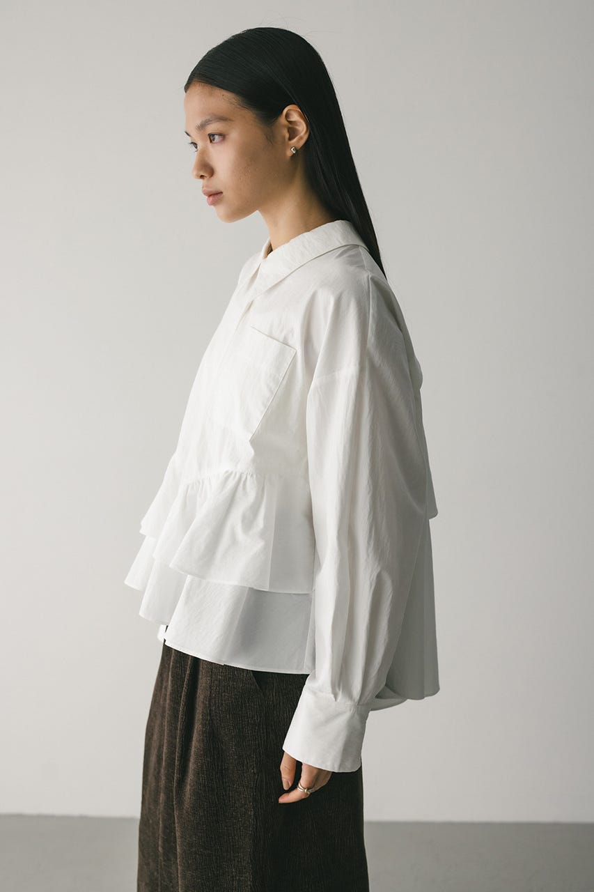 ティアードフリルシャツ WHT FREE