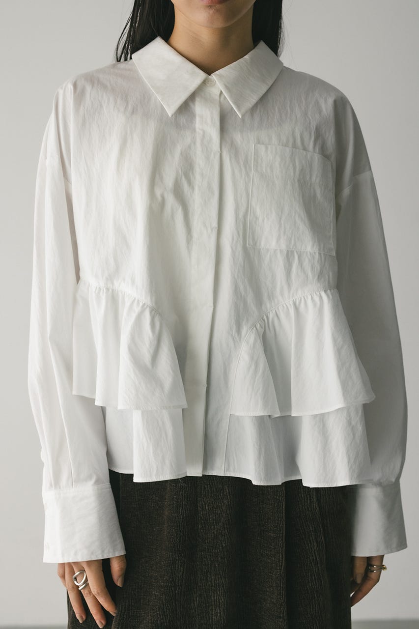 ティアードフリルシャツ WHT FREE
